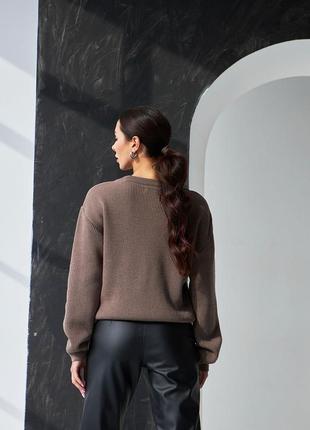 Жіночий светр в'язаний теплий джемпер альпака меринос модний джемпер вовняний з лампасами трикотажний светр7 фото