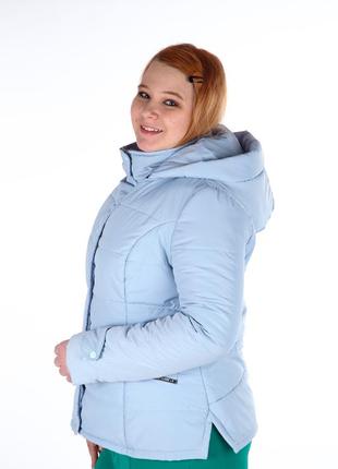 Куртка женская  
52р молодежная  укороченная с капюшоном голубая6 фото