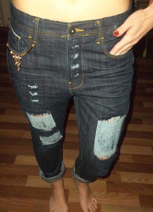 Фірмові рвані джинси,джинси бойфренди5 фото