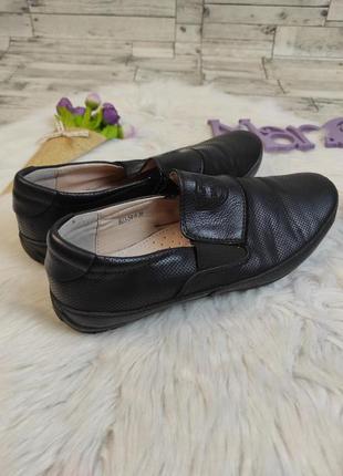Детские туфли bi&ki для мальчика мокасины черные кожаные размер 356 фото