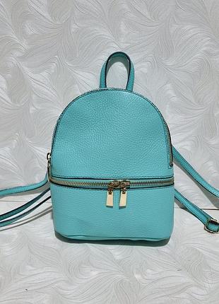 Бірюзовий шкіряний рюкзачок vera pelle