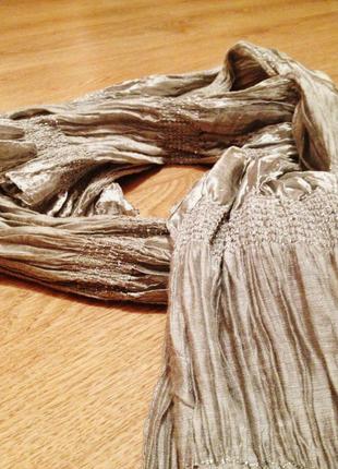 Красивый тонкий шарф платок серого цвета3 фото