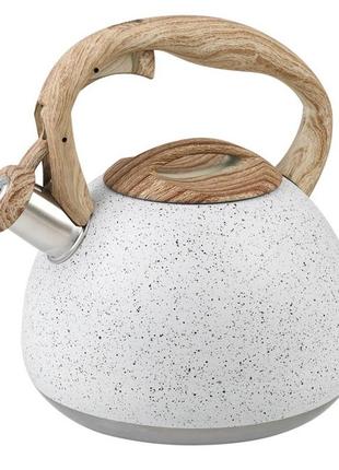 Чайник unique со свистком un-5306 2,7л мрамор. цвет на выбор