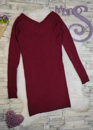 Женское вязаное короткое платье бордового цвета размер s 441 фото