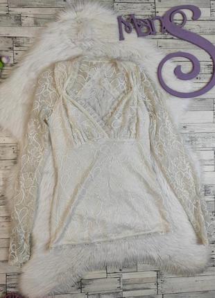 Женская блуза estrella молочная гипюр двойная размер 44 s1 фото