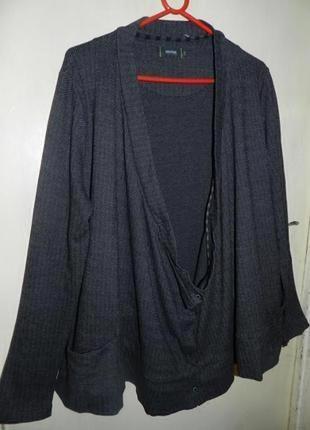 Трикотажный-100% хлопок,жакет-кардиган в ёлочку,с карманами,бохо,большого размера,португалия1 фото