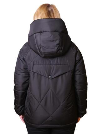 Куртка демисезонная женская с капюшоном , карманом на спине, светотражающие надписи на кармане" мы перцы"2 фото