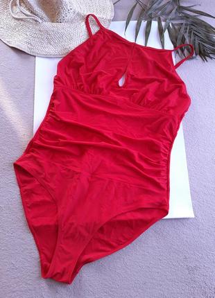 Красный слитный купальник моделирующий с утяжкой живота janina3 фото