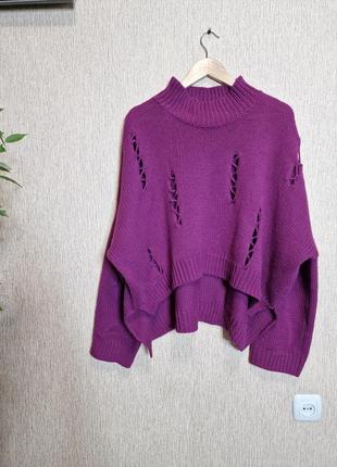 Яркий стильный свитер с дырками french connection, оригинал