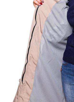 Женская куртка женская из коттоновой ткани, без подкладки, больших размеров бежевая.4 фото