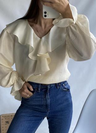 Шелковая блуза/рубашка с воланами5 фото