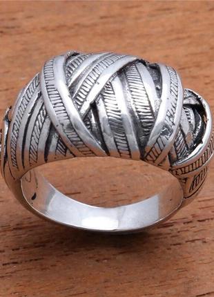 Кольцо многослойное лоза серебристого цвета 18 размера