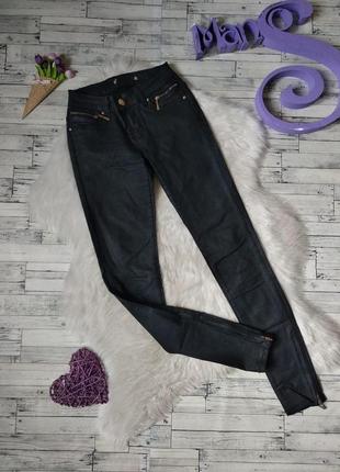 Штаны женские черные с кожаным покрытием размер 25 на 40 (xs)1 фото
