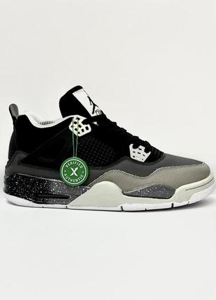 Кросівки чоловічі nike air jordan retro 4 cosmo чорні з сірим та білим