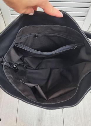Велика чорна замшева жіноча сумка натуральна замша+екошкіра6 фото