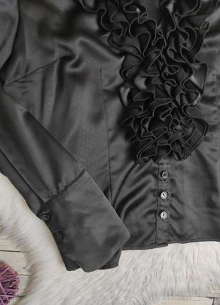 Женская блуза rainbow рубашка черная с рюшами размер 48 l3 фото