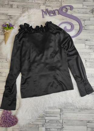 Женская блуза rainbow рубашка черная с рюшами размер 48 l4 фото