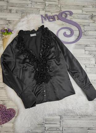 Жіноча блуза rainbow сорочка чорна з рюшами розмір 48 l
