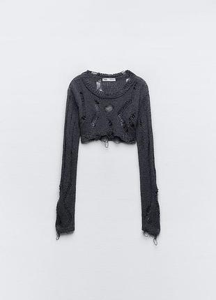 Женский трикотажный рукавник с подертостями zara