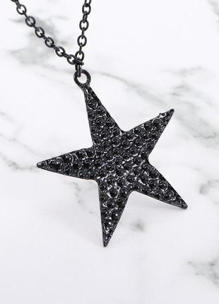 Женское ожерелье с пятиконечной звездой подвеска кулон7 фото