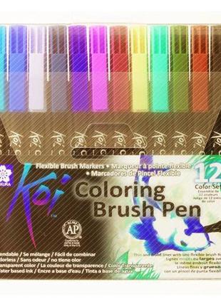 Набор маркеров koi coloring brush pen, 12цв