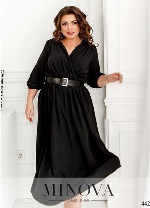 Черное вечернее платье из стрейч-шифона с вырезом на спине, больших размеров от 50 до 58