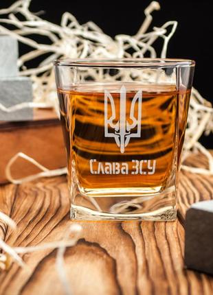 Склянка для віскі "слава зсу", українська, крафтова коробка r_370