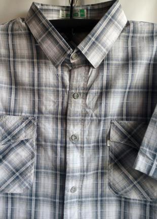 Мужская рубашка в клетках с коротким рукавом, склад хлопок большой размер, карманы2 фото