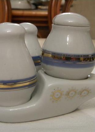Набор для специй солонка горчичница перечница фарфор ссср зхк полонне №дк7