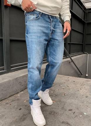 Чоловічі джинси mom синього кольору2 фото