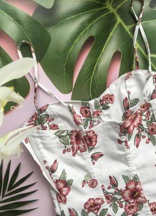 🌺білий сарафан h&m/сарафан джинсовий в квітка/короткий сарафан джинсовий🌺5 фото