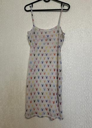 Playboy & missguided прозрачное мини платье / комбинация сетка с монограммой р. uk 103 фото