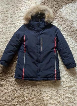 Зимова куртка пальто для хлопчика 7-8 р