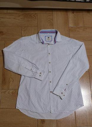 Рубашка мужская хлопковая в горошек сорочка чоловіча в горошок warren & parker р.l🇨🇭