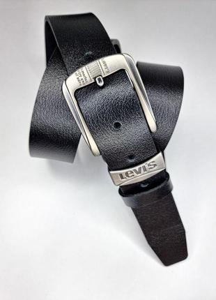 Кожаный ремень levi's левайс 4 см, ремни с логотипом, брендовые ремни, ремень мужской7 фото