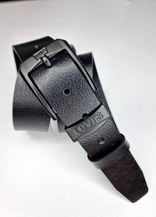 Кожаный ремень levi's левайс 4 см, ремни с логотипом, брендовые ремни, ремень мужской8 фото