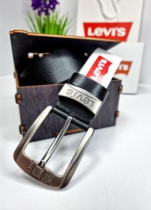 Кожаный ремень levi's левайс 4 см, ремни с логотипом, брендовые ремни, ремень мужской5 фото