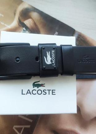 Чоловічий подарунковий набір lacoste Organic ремінь і гаманець total black7 фото