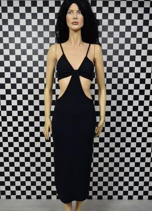 Платье миди с вырезами по фигуре платье черное футляр эффект топа2 фото