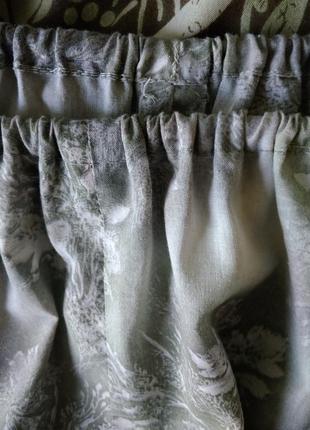 Р 20-22 / 54-56-58 легкая серо-оливковая юбка юбочка спідниця в цветах с карманами пояс на резинке5 фото