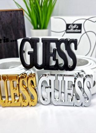 Кожаный ремень guess гесс 4 см, ремни с логотипом, ремень натуральная кожа