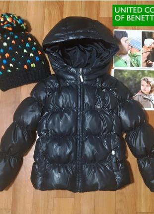 Теплая куртка пуховик для девочки benetton 3-4лет9 фото