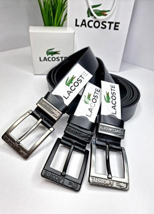 Кожаный ремень lacoste лакост 4 см, ремни с логотипом, брендовые ремни, ремень мужской