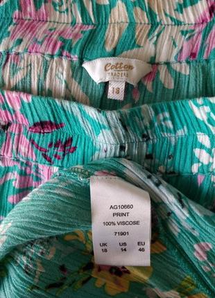 Р 18 / 52-54 романтичная легкая юбка бирюзовая в цветах вискоза жатка cotton traders8 фото