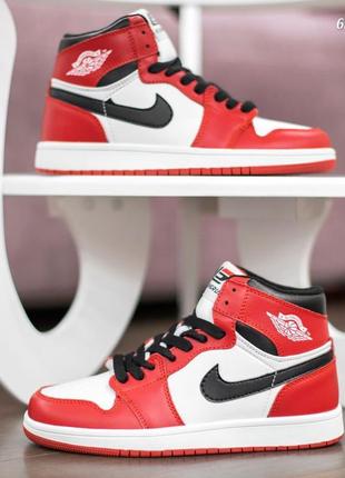 Nike air jordan (безбренд) чоловічі кросівки шкіряні найк джордан осінні шкіра термо високі зимові1 фото