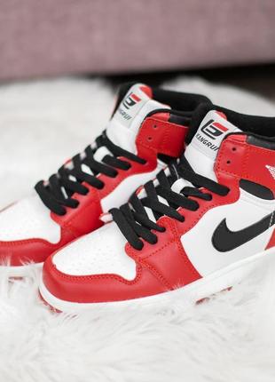 Nike air jordan (безбренд) чоловічі кросівки шкіряні найк джордан осінні шкіра термо високі зимові3 фото