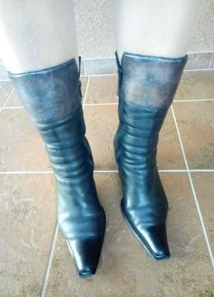 Чоботи зимові натуральна шкіра на каблуку/каблуке сапоги зимние кожаные|обмен9 фото