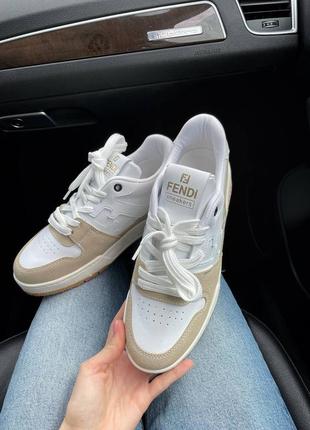 Fendi sneakers beige женские3 фото