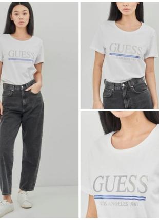 Белая базовая футболка guess