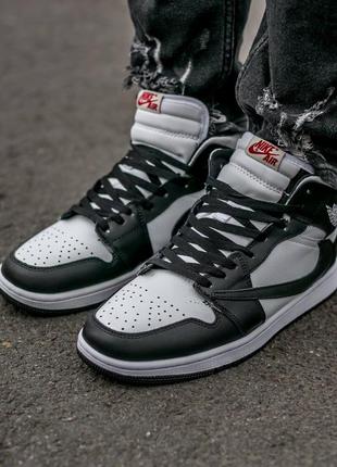 Зимние мужские кроссовки nike air jordan retro 1 x travis scott (мех) 42-435 фото